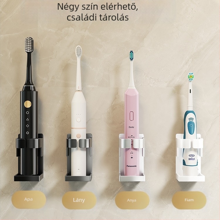 Elektromos fogkefetartó tárolóállvány, ütésmentes fogkefetartó, szájvíztartó, fali WC-tartó