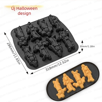 Határokon átnyúló robbanásveszélyes koponya fagylalt 10 páros halloweeni csokoládéforma kreatív házi készítésű szilikon fagylalt tölcsérrel