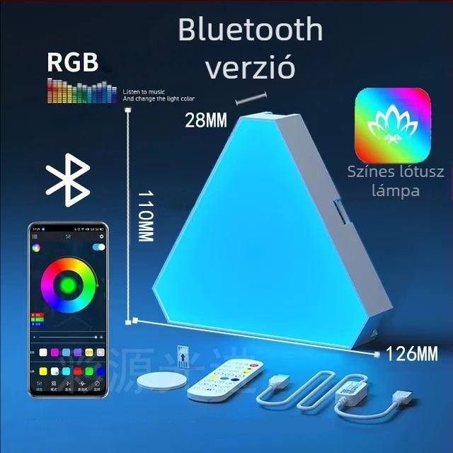 Háromszög kvantumlámpa e-sport intelligens hangszedő lámpa háromszög alakú furcsa fénytábla RGB játék barkácsolás illesztés LED