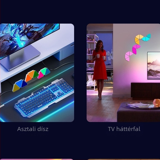 Háromszög kvantumlámpa e-sport intelligens hangszedő lámpa háromszög alakú furcsa fénytábla RGB játék barkácsolás illesztés LED