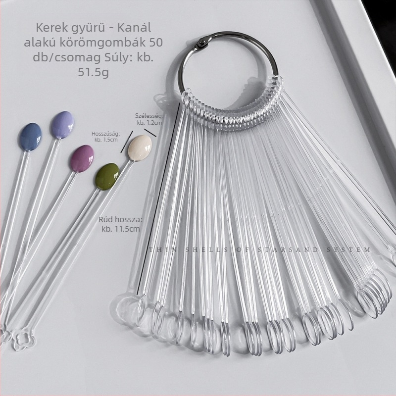 Körömművészeti rajongói kijelző kártya 50 négyzet alakú, kerek kanál ovális színes kijelző fekete-fehér vas kijelző állvány nagykereskedelem