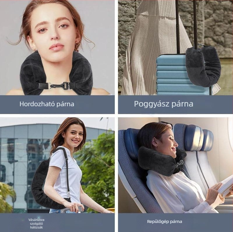 Új utazó fejtámla puha, plüss párnázott ruhapoggyász párnahuzat kültéri multifunkcionális U alakú hordozható fejtámla