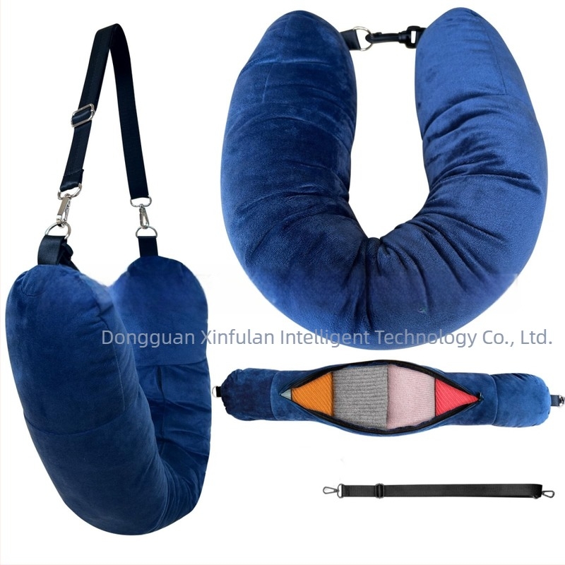 Új utazó fejtámla puha, plüss párnázott ruhapoggyász párnahuzat kültéri multifunkcionális U alakú hordozható fejtámla