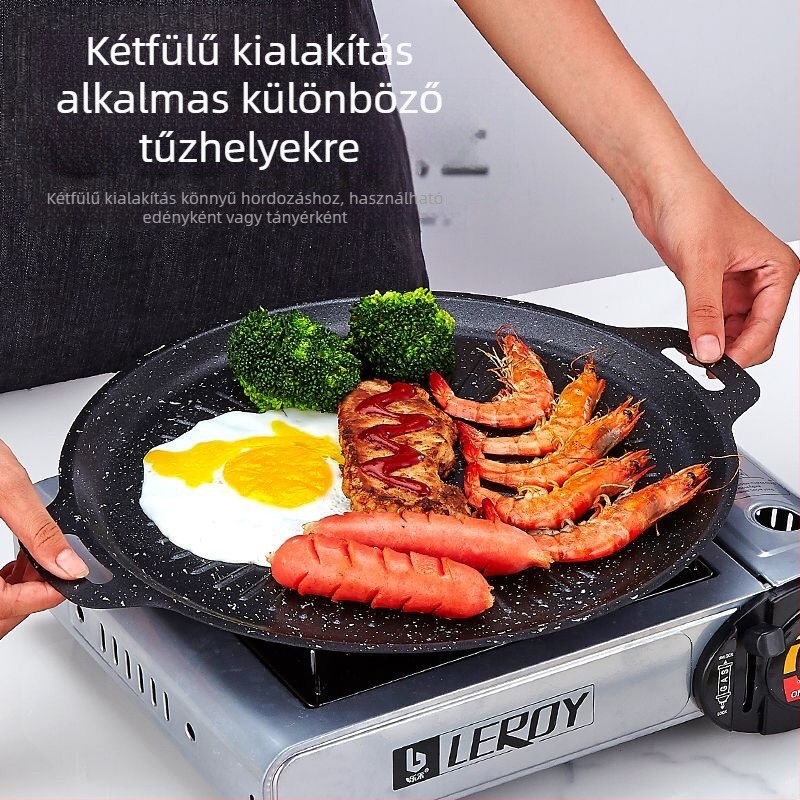 Temu Xiyin Amazon határokon átnyúló nagyméretű grillsütő mintás marhahúsos serpenyő steak serpenyő barbecue öntöttvas grillsütő