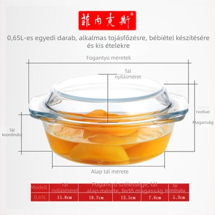 Háztartási átlátszó ólommentes, vastagított kristály edzett üvegtál fedővel, leveses tál tésztatál üvegedény mikrohullámú sütőben kapható