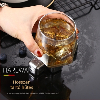 Forró eladó 304 rozsdamentes acél jégbor Kő nem porózus jégkészlet whisky gyorsfagyasztott fém jégkocka gyári közvetlen szállítás