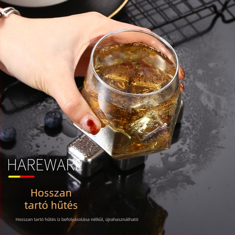 Forró eladó 304 rozsdamentes acél jégbor Kő nem porózus jégkészlet whisky gyorsfagyasztott fém jégkocka gyári közvetlen szállítás