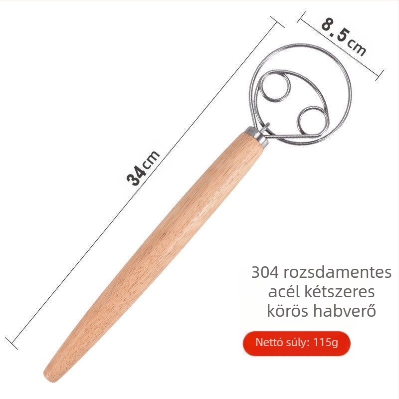 Dán lisztkeverő pálca hosszú nyelű rozsdamentes acél tekercses habverő kézi tejszínkeverő pálca háztartási sütőeszközök