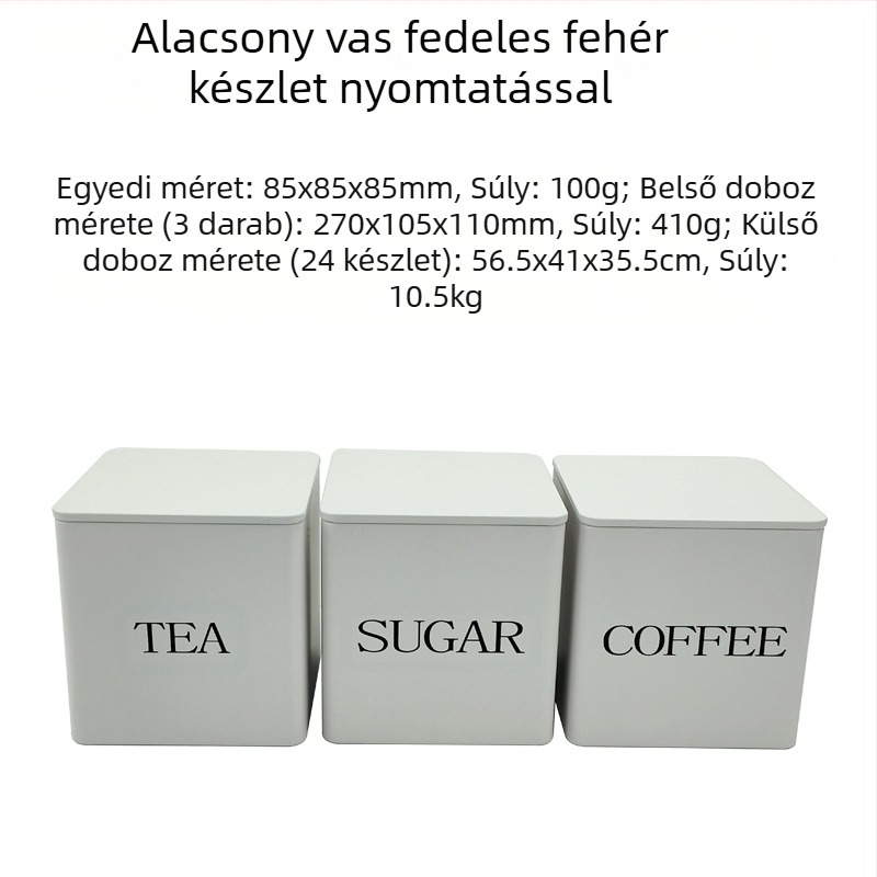 Bambusz fedél vas doboz négyzet alakú üveg egyszerű ins európai és amerikai stílusú kávé cukorka teásüveg bádoglemez lezárt csomagolású fémedény