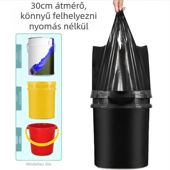 Nagy szemeteszsák, nagy, vastag, nem könnyen törhető háztartási hordozható konyhai táska, kereskedelmi mellény, műanyag zacskó, egy tétel