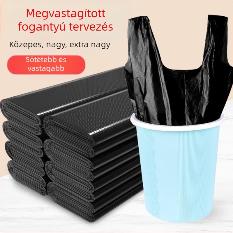 Nagy szemeteszsák, nagy, vastag, nem könnyen törhető háztartási hordozható konyhai táska, kereskedelmi mellény, műanyag zacskó, egy tétel