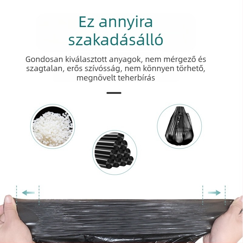 Nagy szemeteszsák, nagy, vastag, nem könnyen törhető háztartási hordozható konyhai táska, kereskedelmi mellény, műanyag zacskó, egy tétel