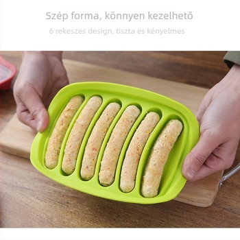 Házi készítésű, hatszögletű szilikon kolbászforma fedéllel, hot dog forma, sütőipari szilikon sonkaforma