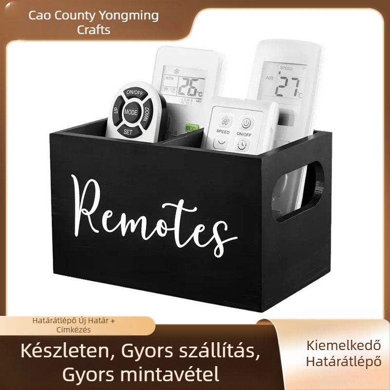 Foltos fa rekeszes tárolódoboz asztali kávé-teafilter tárolódoboz fogantyúval asztali távirányítós tárolódoboz nagykereskedelem