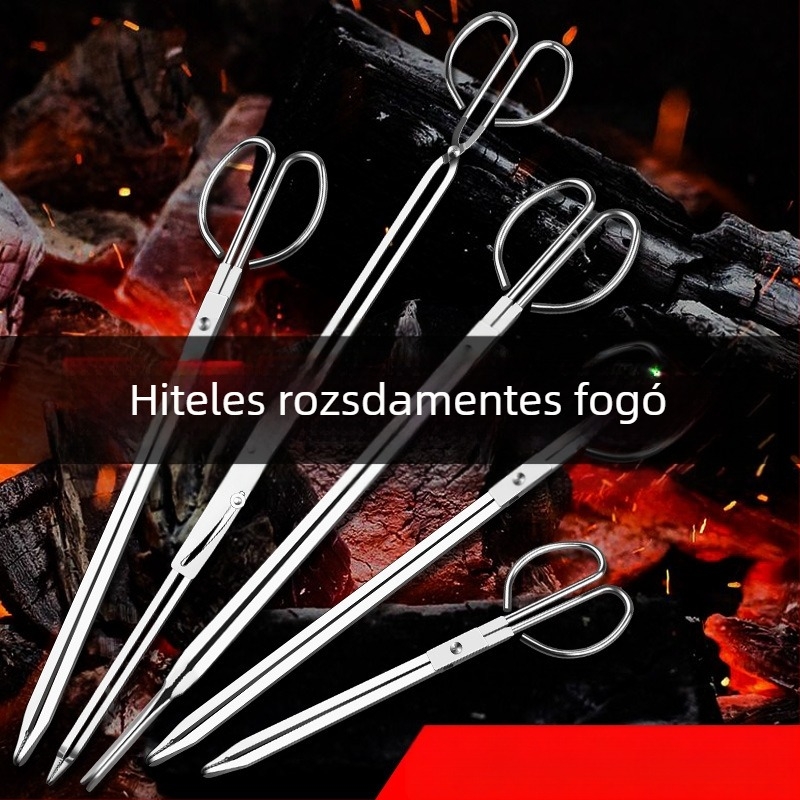 Tűzfogók Rozsdamentes acél vastagított fogazású csúszásmentes egészségügyi fogók Szaniter WC-válogató Háztartási bélelt szénfogó