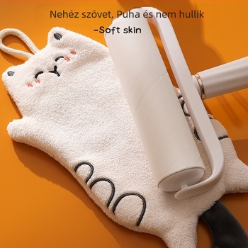 Aranyos cica rizs korall bársony kéztörlő ajándék törölköző konyhai akasztó kettős felhasználású víznedvszívó gyorsan száradó négyzet alakú törölköző határokon átnyúló
