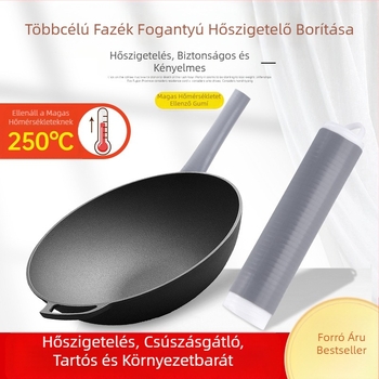 Wok nyél, forrázásgátló hőszigetelő borítás, wok lapát, magas hőmérsékletnek ellenálló szilikon ajtókilincs kesztyű, multifunkcionális univerzális fogantyúborítás