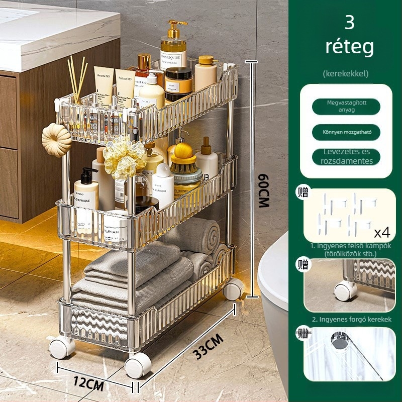 Konyhai réstároló szekrény 22 Fürdőszobai réstároló polc Műanyag WC oldalsó szekrény Keskeny réstároló