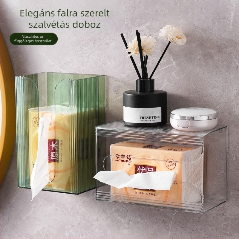 Könnyű, luxus papírzsebkendő-doboz, falra szerelhető, lyukasztásmentes, háztartási fürdőszobai arctörlő-tároló, WC-papír kihúzó, konyhai fordított fogas