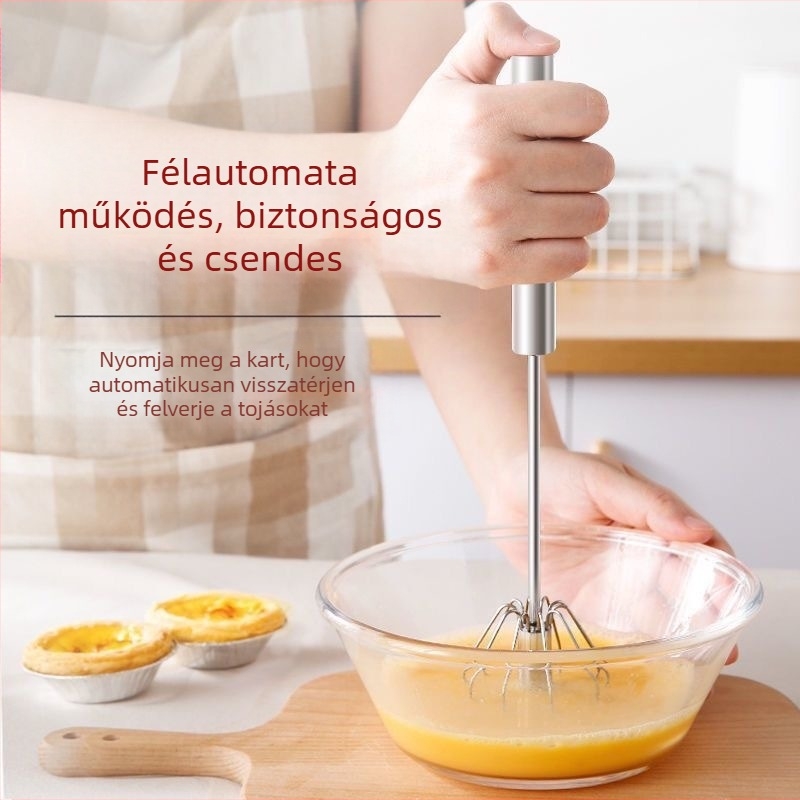 Félautomata rozsdamentes acél tojáshabverő, háztartási kézi tojásmixer, tejszínhabverő, kis sütőeszköz