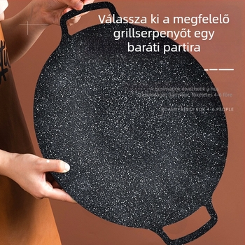 Sütőtálca kültéri kerek Maifan kő tapadásmentes kemping karton típusú sütőtálca kereskedelmi grillezett hal háztartási koreai barbecue grilltálca