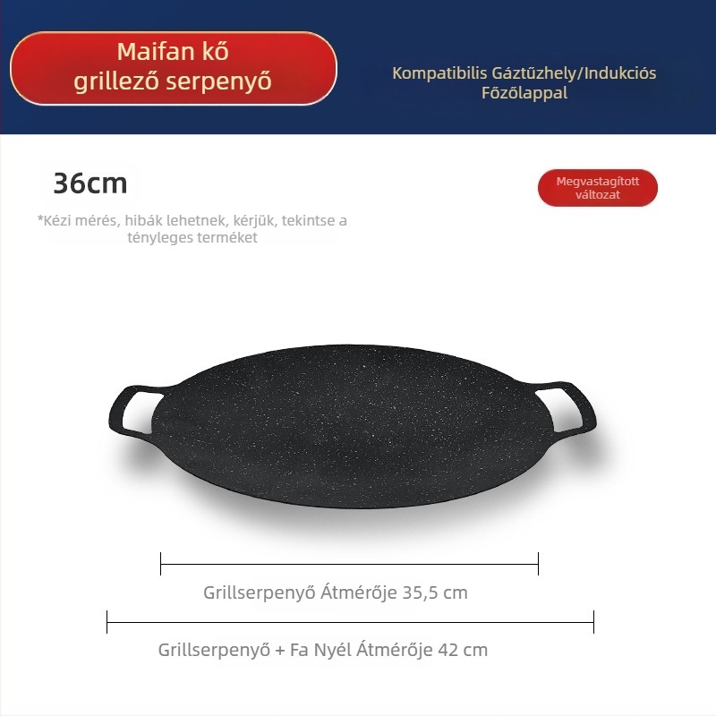 Sütőtálca kültéri kerek Maifan kő tapadásmentes kemping karton típusú sütőtálca kereskedelmi grillezett hal háztartási koreai barbecue grilltálca