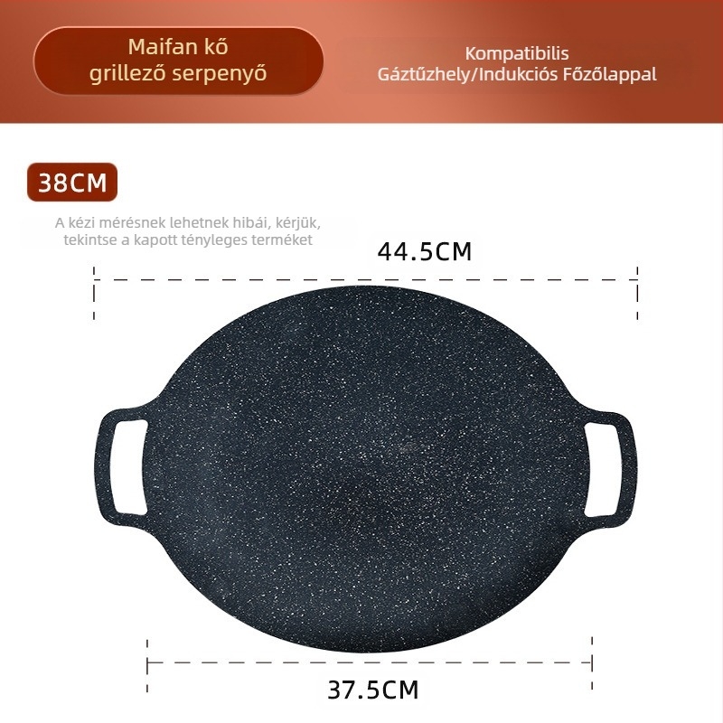 Sütőtálca kültéri kerek Maifan kő tapadásmentes kemping karton típusú sütőtálca kereskedelmi grillezett hal háztartási koreai barbecue grilltálca