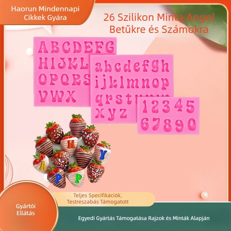 26 angol nagybetűs és kisbetűs, valamint számos szilikon forma, DIY fondant torta csokoládé dekorációs sütőforma