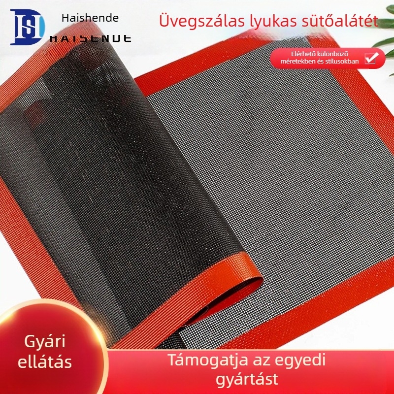 Gyártói kellékek kivágott hálós szilikon szőnyeg kenyérsütéshez, tapadásmentes üvegszálas kivágott sütőlap szőnyeg, lélegző szilikon sütőlap