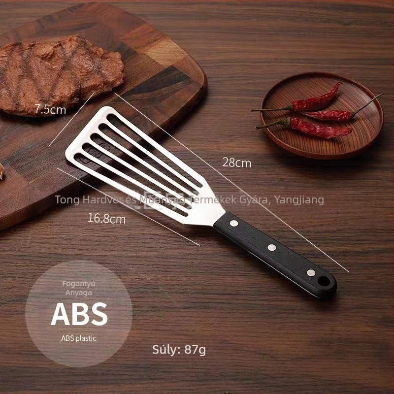 Rozsdamentes acél sült hallapát steak fazék lapát háztartási sült sült kiömlött lapát fa nyél műanyag főzőlapát főzőlapát konyhai eszközök