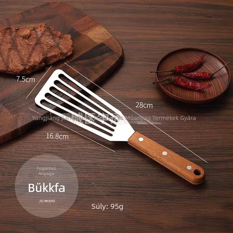 Rozsdamentes acél sült hallapát steak fazék lapát háztartási sült sült kiömlött lapát fa nyél műanyag főzőlapát főzőlapát konyhai eszközök