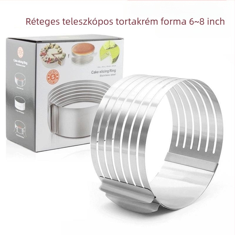 Határokon átnyúló rozsdamentes acél mousse kör sajtos lasagne forma teleszkópos kerek torta kör torta forma sütőeszköz