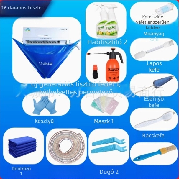 Légkondicionáló tisztító fedél Légkondicionáló tisztító eszköz Háztartási légkondicionáló kampós tisztítás Komplett tisztítóeszköz készlet szétszerelés nélkül