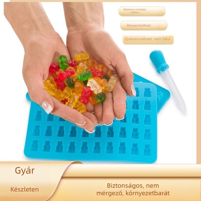 Szilikon forma kreatív 50 lyukú mackó forma szilikon csokoládé forma gumicukor süti szilikon forma