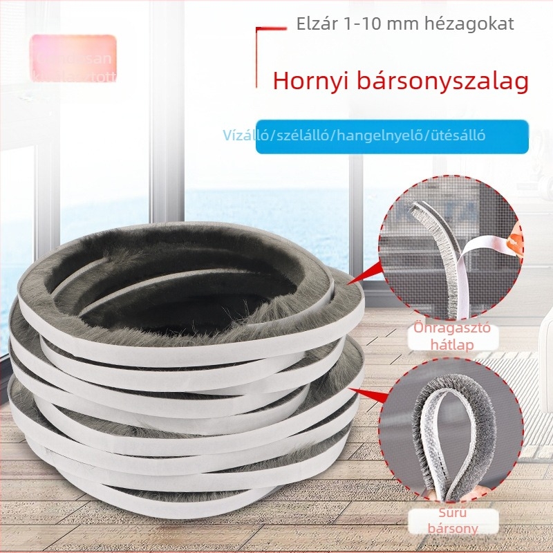 Ajtó- és ablakrés-tömítőszalag gyapjúszalag alumíniumötvözet ablak-szélvédő szalag fa ajtórés szélálló öntapadó tömítőgyapjúszalag