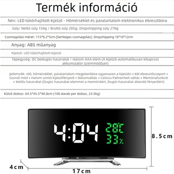 Határokon átnyúló LED elektronikus ébresztőóra, diákspecifikus asztali óra, gyermekek kreatív, multifunkcionális, nagyméretű képernyőn megjelenő hőmérséklet- és páratartalom-mérője