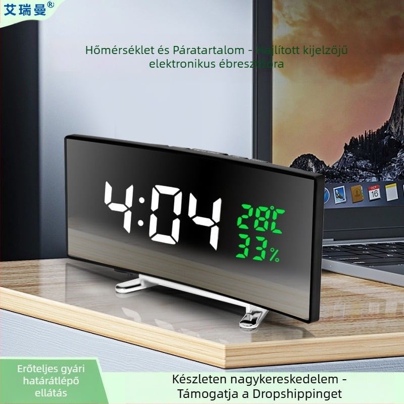 Határokon átnyúló LED elektronikus ébresztőóra, diákspecifikus asztali óra, gyermekek kreatív, multifunkcionális, nagyméretű képernyőn megjelenő hőmérséklet- és páratartalom-mérője