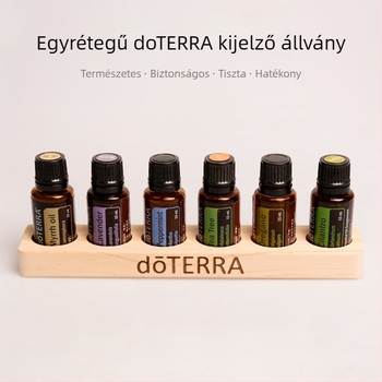 6 lyukú illóolaj-palack kiállító állvány, egyrétegű fenyő kiállító állvány, doterra illóolaj-tároló állvány