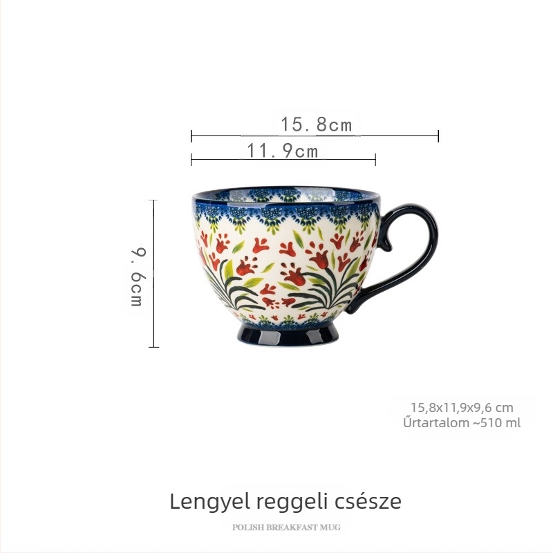 Lengyel bögre kerámia csésze fedéllel vintage reggelizőpohár gyönyörű irodai vízcsésze háztartási kávéscsésze nagykereskedelem