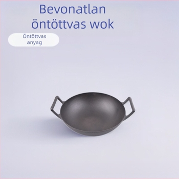 Gyári nagykereskedelmi bevonat nélküli nagy wokban sűrített konyhai tapadásmentes serpenyőben dupla fülű serpenyőben régimódi öntöttvas wokban háztartási vasserpenyőben