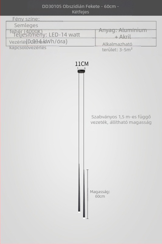 Ágy melletti csillár konus alakú, modern minimalista stílus, electroplatált felület, kétfejű dizáner lámpa