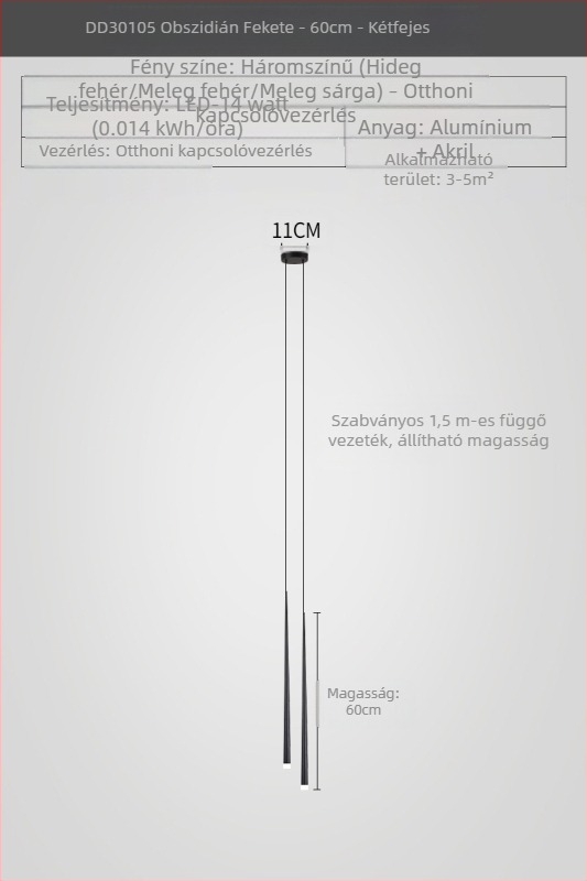 Ágy melletti csillár konus alakú, modern minimalista stílus, electroplatált felület, kétfejű dizáner lámpa