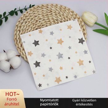 Szalvéta csillag színes nyomtatott négyzet alakú szalvéta papír party party high-end étterem különleges eldobható szalvéta testreszabható