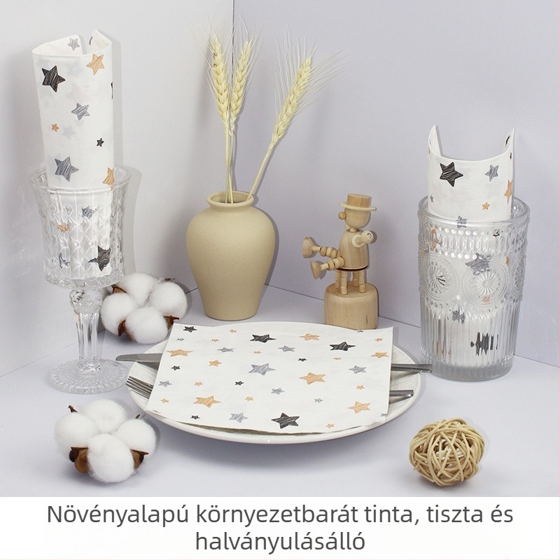 Szalvéta csillag színes nyomtatott négyzet alakú szalvéta papír party party high-end étterem különleges eldobható szalvéta testreszabható