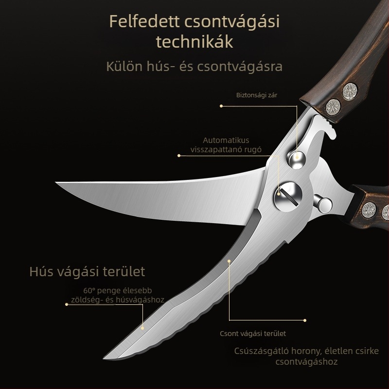 Gyári közvetlen konyhai olló háztartási erős csirkecsont olló többfunkciós olló csont speciális acél olló konyhai olló