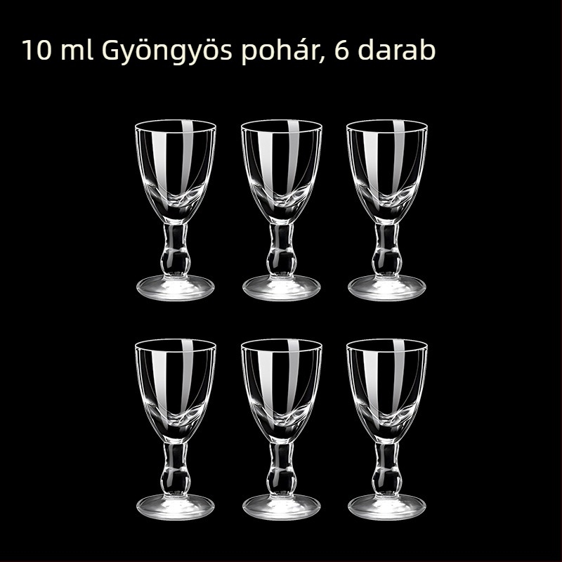 Átlátszó üveg italos pohár, oktogonális alakú, magas talpú, készlet 6–10 darab