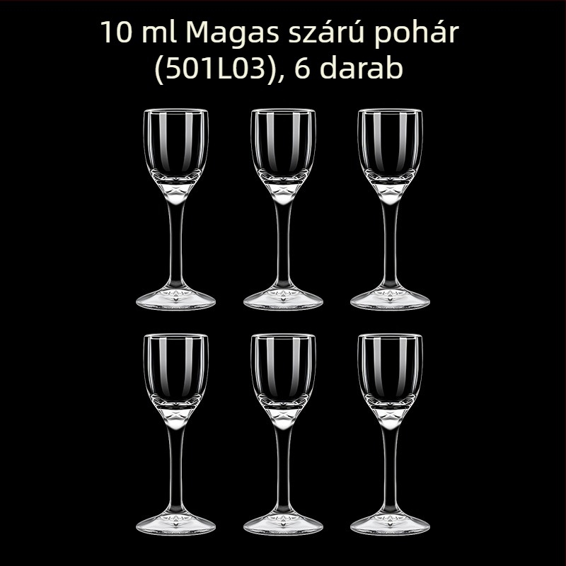 Átlátszó üveg italos pohár, oktogonális alakú, magas talpú, készlet 6–10 darab
