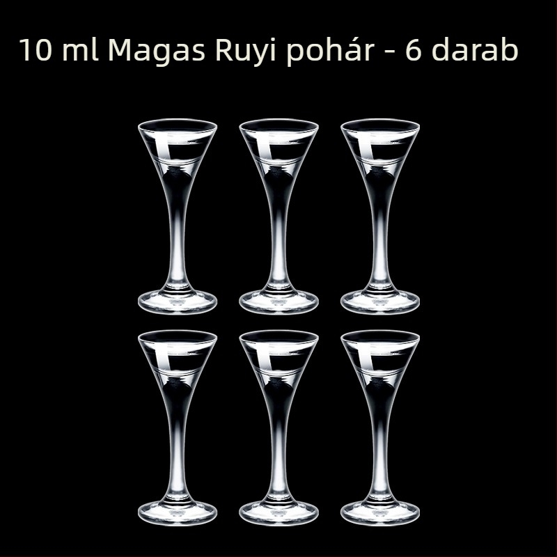 Átlátszó üveg italos pohár, oktogonális alakú, magas talpú, készlet 6–10 darab