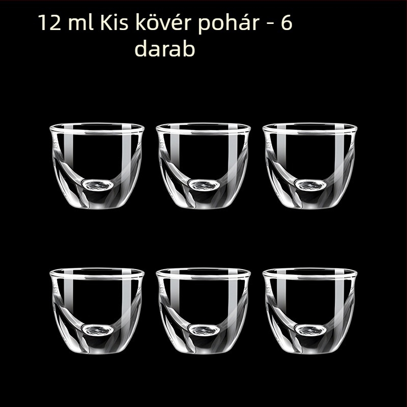 Átlátszó üveg italos pohár, oktogonális alakú, magas talpú, készlet 6–10 darab