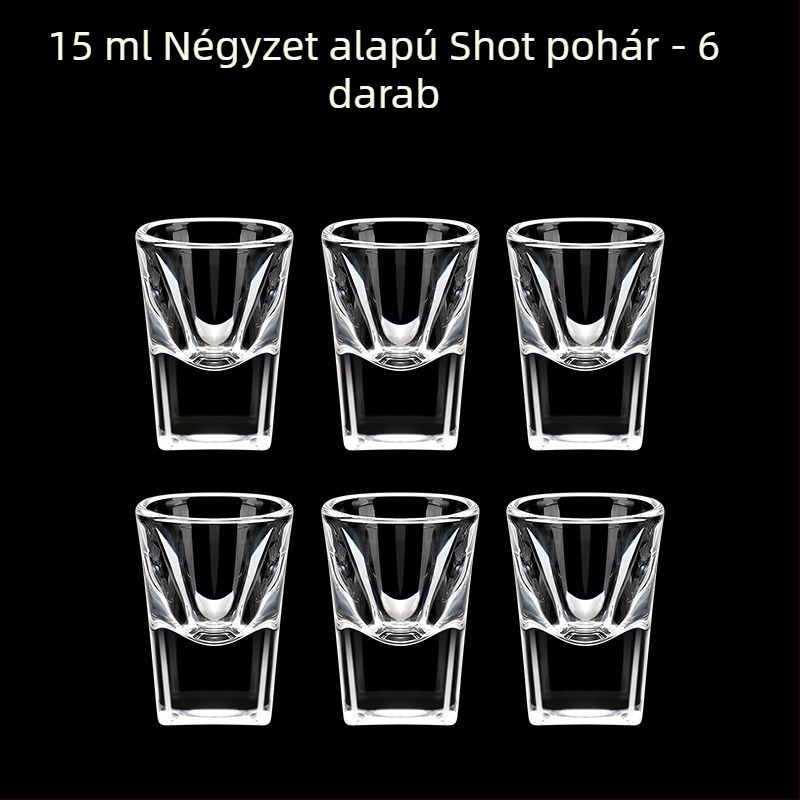 Átlátszó üveg italos pohár, oktogonális alakú, magas talpú, készlet 6–10 darab